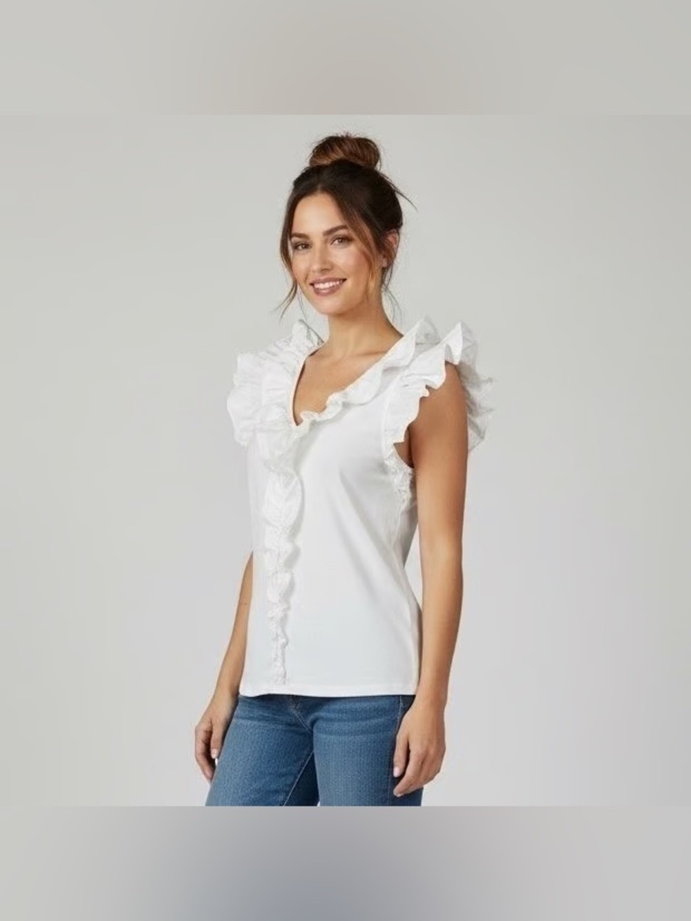 Veronica Beard stacie white ruffle top